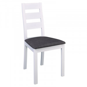 MILLER Καρέκλα Οξιά Άσπρο, Ύφασμα Γκρι (ΣΕΤ 2 τεμ)