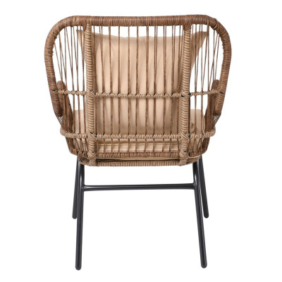 SALSA MAX Πολυθρόνα Μέταλλο Βαφή Μαύρο, Wicker Φυσικό, Μαξιλάρι Μπεζ (ΣΕΤ 2 τεμ)