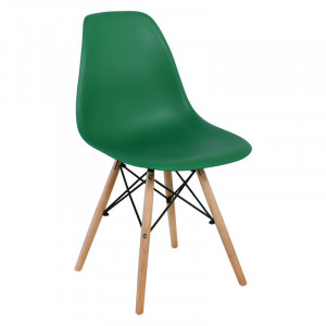 ART Wood Kαρέκλα Τραπεζαρίας - Κουζίνας, Πόδια Οξιά, Κάθισμα PP Πράσινο - 1 Step K/D (ΣΕΤ 4 τεμ)