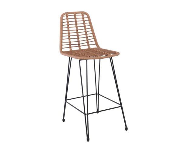 SALSA Σκαμπό BAR-Pro με Πλάτη, Μέταλλο Βαφή Μαύρο, Wicker Φυσικό SALSA Σκαμπό BAR-Pro με Πλάτη, Μέταλλο Βαφή Μαύρο, Wicker Φυσικό