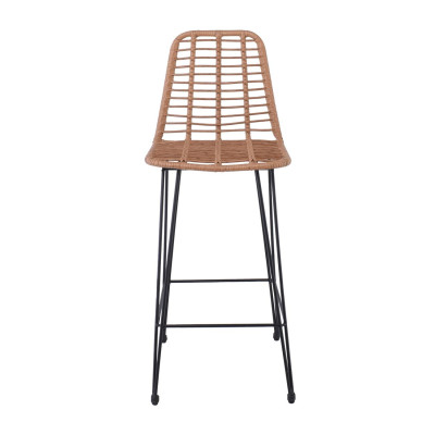 SALSA Σκαμπό BAR-Pro με Πλάτη, Μέταλλο Βαφή Μαύρο, Wicker Φυσικό