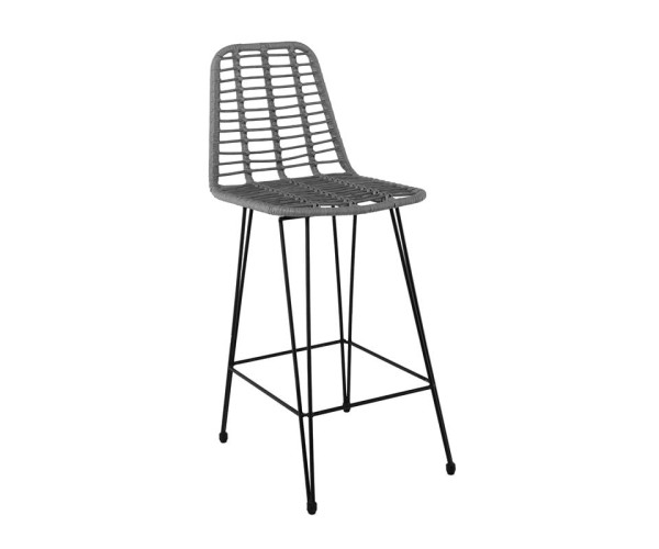 SALSA Σκαμπό BAR-Pro με Πλάτη, Μέταλλο Βαφή Μαύρο, Wicker Γκρι SALSA Σκαμπό BAR-Pro με Πλάτη, Μέταλλο Βαφή Μαύρο, Wicker Γκρι