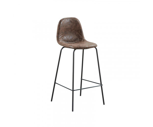 CELINA Σκαμπό BAR με Πλάτη, Κάθισμα Η.67cm, Μέταλλο Βαφή Μαύρο, Ύφασμα Suede Καφέ (ΣΕΤ 4 τεμ)