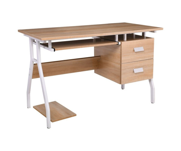 UNIT Γραφείο Η/Υ Μέταλλο Βαφή Άσπρο, Melamine Απόχρωση Sonoma
