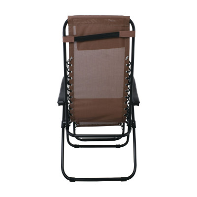SUPER RELAX Πολυθρόνα με Υποπόδιο, Μέταλλο Βαφή Ανθρακί, Textilene Καφέ (ΣΕΤ 2 τεμ)