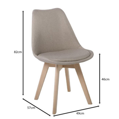 MARTIN Καρέκλα Οξιά Φυσικό, Ύφασμα Μπεζ, Μονταρισμένη Ταπετσαρία (ΣΕΤ 4 τεμ)