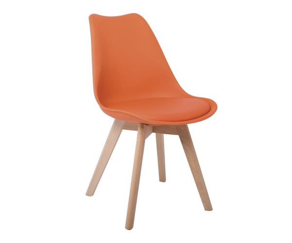 MARTIN Καρέκλα Ξύλο, PP Πορτοκαλί Μονταρισμένη Ταπετσαρία