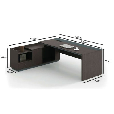 ADVANCE Γραφείο Αριστερή Γωνία Σκούρο Καρυδί - Sky Grey