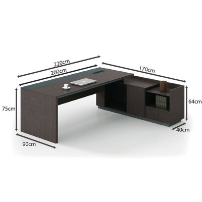 ADVANCE Γραφείο Δεξιά Γωνία Σκούρο Καρυδί - Sky Grey