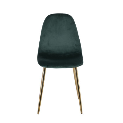 CELINA Καρέκλα Χρώμιο Χρυσό, Ύφασμα Velure, Απόχρωση Forest Green (ΣΕΤ 4 τεμ)