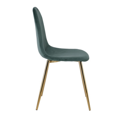 CELINA Καρέκλα Χρώμιο Χρυσό, Ύφασμα Velure, Απόχρωση Forest Green (ΣΕΤ 4 τεμ)