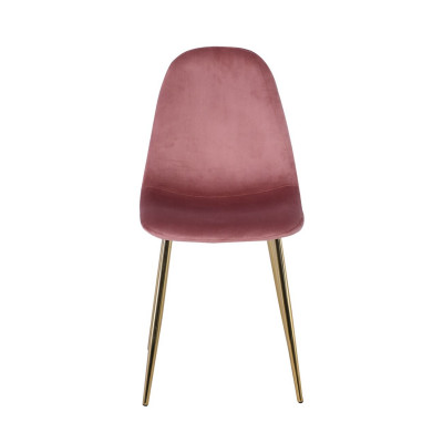 CELINA Καρέκλα Χρώμιο Χρυσό, Velure Antique Pink (ΣΕΤ 4 τεμ)