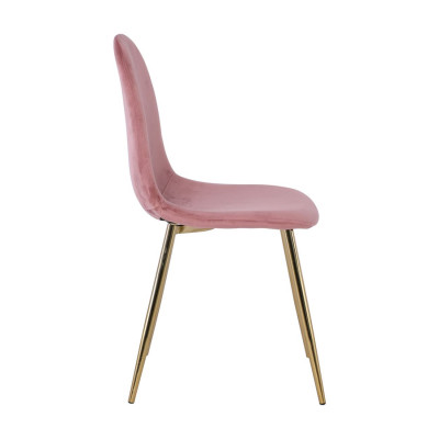 CELINA Καρέκλα Χρώμιο Χρυσό, Velure Antique Pink (ΣΕΤ 4 τεμ)