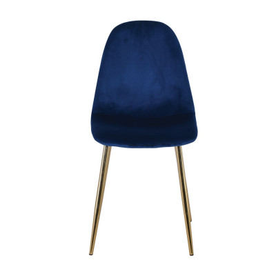 CELINA Καρέκλα Χρώμιο Χρυσό, Velure Μπλε (ΣΕΤ 4 τεμ)