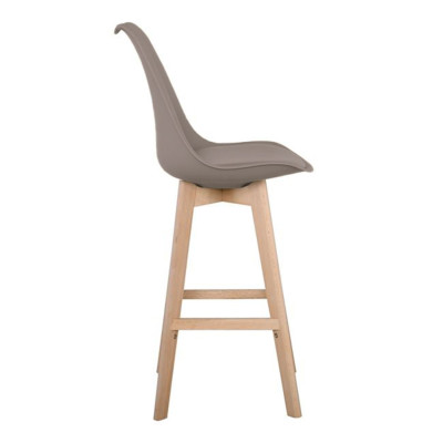 MARTIN Σκαμπό BAR Οξιά Φυσικό, Κάθισμα Η.67cm, PP-Pu Sand Beige, Μονταρισμένη Ταπετσαρία (ΣΕΤ 4 τεμ)