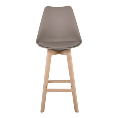 MARTIN Σκαμπό BAR Οξιά Φυσικό, Κάθισμα Η.67cm, PP-Pu Sand Beige, Μονταρισμένη Ταπετσαρία (ΣΕΤ 4 τεμ)