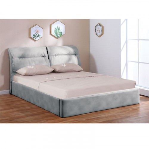 VALIANT Κρεβάτι Διπλό με Χώρο Αποθήκευσης, για Στρώμα 160x 200cmΎφασμα Nabuk Ανοιχτό Γκρι
