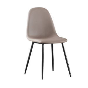 CELINA Καρέκλα Μέταλλο Βαφή Μαύρο, Pvc Cappuccino (ΣΕΤ 4 τεμ)