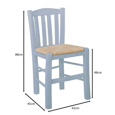 CASA Καρέκλα Οξιά Βαφή Εμποτισμού Λάκα Γκρι, Κάθισμα Ψάθα