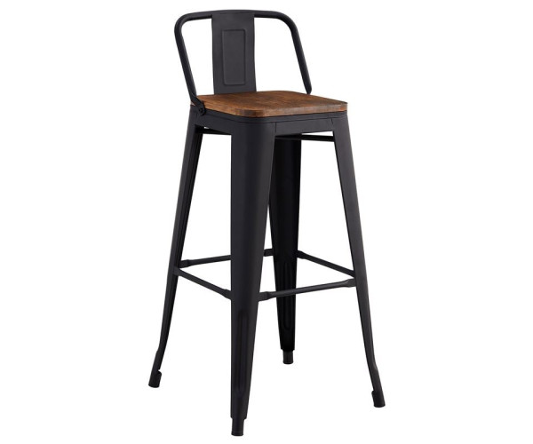 RELIX Wood Σκαμπό Bar με Πλάτη,Μέταλλο Βαφή Μαύρο Extra Matte, Απόχρωση Ξύλου Dark Oak RELIX Wood Σκαμπό Bar με Πλάτη,Μέταλλο Βαφή Μαύρο Extra Matte, Απόχρωση Ξύλου Dark Oak