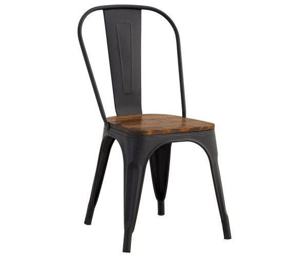 RELIX Wood Καρέκλα Μέταλλο Βαφή Μαύρο Extra Matte, Κάθισμα Dark Oak, Στοιβαζόμενη RELIX Wood Καρέκλα Μέταλλο Βαφή Μαύρο Extra Matte, Κάθισμα Dark Oak, Στοιβαζόμενη