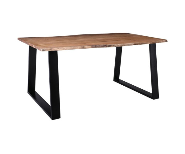 LIZARD-W Slim Τραπέζι Τραπεζαρίας, Μέταλλο Βαφή Μαύρο, Ξύλο Ακακία Φυσικό