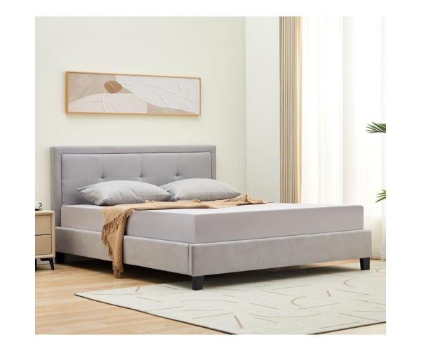 BECO Κρεβάτι Διπλό για Στρώμα 160x200cm, Ύφασμα Ανοιχτό Γκρι BECO Κρεβάτι Διπλό για Στρώμα 160x200cm, Ύφασμα Ανοιχτό Γκρι