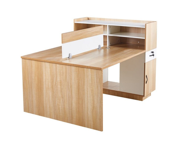 WORKSTATION Γραφείο - Σταθμός Εργασίας 2 Θέσεων, Melamine Απόχρωση Sonoma-Άσπρο