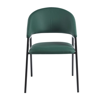 DELI Πολυθρόνα Μέταλλο Βαφή Μαύρο, Pu Forest Green (ΣΕΤ 2 τεμ)