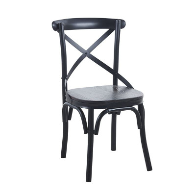 MARLIN Wood Καρέκλα Dark Oak, Μέταλλο Βαφή Μαύρο (ΣΕΤ 4 τεμ)