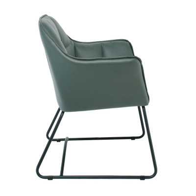 POLLY Πολυθρόνα Μέταλλο Βαφή Μαύρο, Ύφασμα Suede Olive Green (ΣΕΤ 2 τεμ)