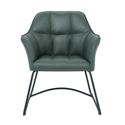POLLY Πολυθρόνα Μέταλλο Βαφή Μαύρο, Ύφασμα Suede Olive Green (ΣΕΤ 2 τεμ)