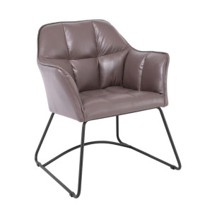 POLLY Πολυθρόνα Μέταλλο Βαφή Μαύρο, Ύφασμα Suede Cappuccino (ΣΕΤ 2 τεμ)
