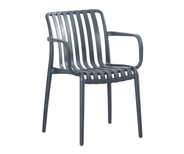 MODA-H Πολυθρόνα Στοιβαζόμενη, PP - UV Protection Απόχρωση Ανθρακί