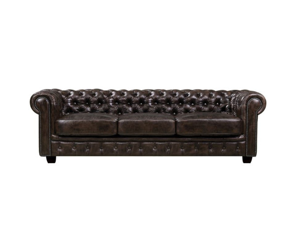 CHESTERFIELD Birmingham Καναπές 4Θέσιος Σαλονιού Καθιστικού, Δέρμα Καφέ