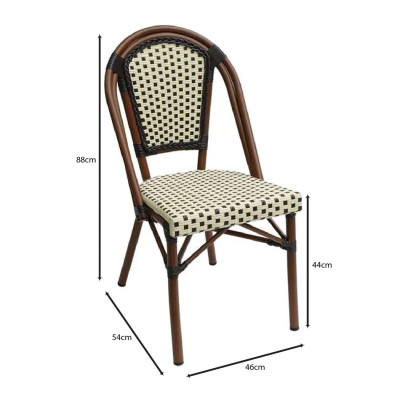 PARIS Καρέκλα Bistro Αλουμίνιο Καρυδί, Wicker Μπεζ - Καφέ, Στοιβαζόμενη