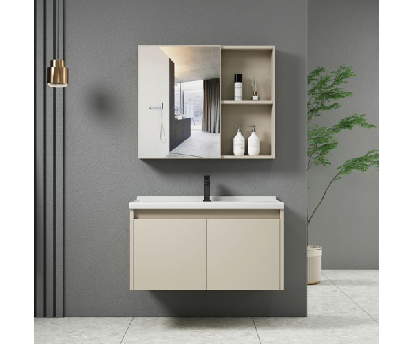 IDEA-1 Set Έπιπλο Κρεμαστό Μπάνιου Cream, Καθρέπτης + Πάγκος με Νιπτήρα και Μπαταρία IDEA-1 Set Έπιπλο Κρεμαστό Μπάνιου Cream, Καθρέπτης + Πάγκος με Νιπτήρα και Μπαταρία