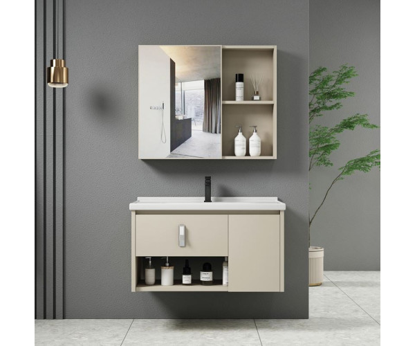 IDEA-2 Set Έπιπλο Κρεμαστό Μπάνιου Cream, Καθρέπτης + Πάγκος με Νιπτήρα και Μπαταρία IDEA-2 Set Έπιπλο Κρεμαστό Μπάνιου Cream, Καθρέπτης + Πάγκος με Νιπτήρα και Μπαταρία