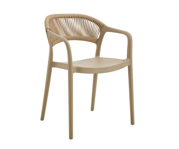 DONNA Πολυθρόνα Στοιβαζόμενη, PP-UV Tortora, Rope Wicker Φυσικό DONNA Πολυθρόνα Στοιβαζόμενη, PP-UV Tortora, Rope Wicker Φυσικό