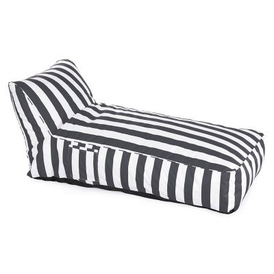 TACO MAX Πουφ Ξαπλώστρα Ανάκλιντρο, 100% Αδιάβροχο Ύφασμα Ριγέ Άσπρο/Γκρι