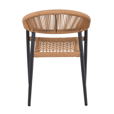 MADISON Πολυθρόνα Βεράντας- Κήπου, ALU Ανθρακί, Rope Wicker Φυσικό, Στοιβαζόμενη