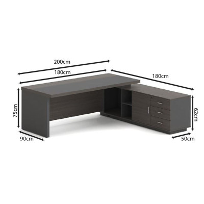 VIP Γραφείο Δεξιά Γωνία, Απόχρωση Grey Walnut