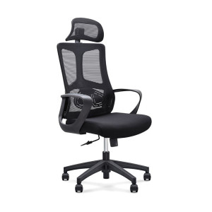 BF8600 Πολυθρόνα Γραφείου Διευθυντή, Mesh Μαύρο, Ύφασμα Μαύρο