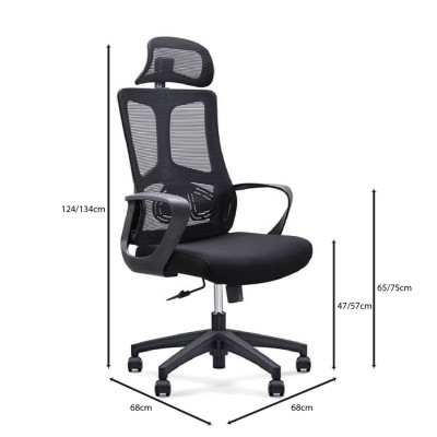 BF8600 Πολυθρόνα Γραφείου Διευθυντή, Mesh Μαύρο, Ύφασμα Μαύρο