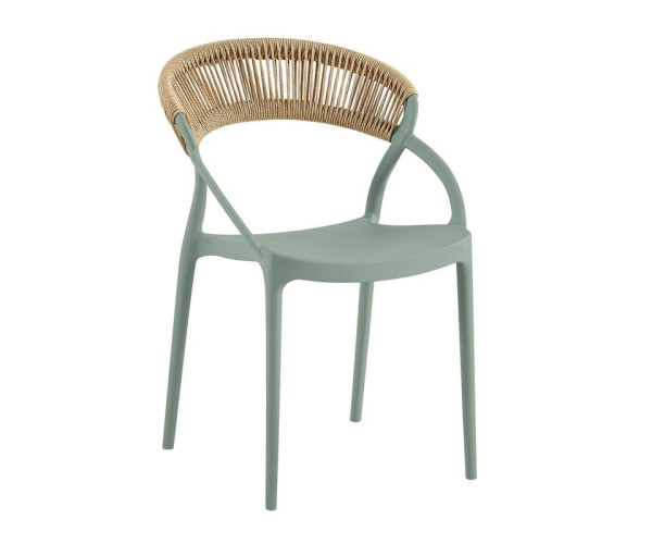 DORA Πολυθρόνα Στοιβαζόμενη, PP Πράσινο, Rope Wicker Φυσικό DORA Πολυθρόνα Στοιβαζόμενη, PP Πράσινο, Rope Wicker Φυσικό