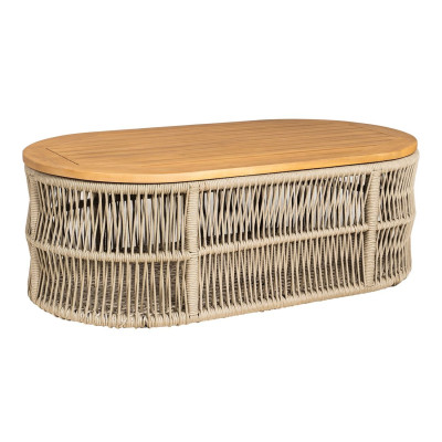 MARK Set Σαλόνι Κήπου 4τεμ, Acacia Φυσικό, Μαξιλάρια Μπεζ Rope Wicker Μπεζ