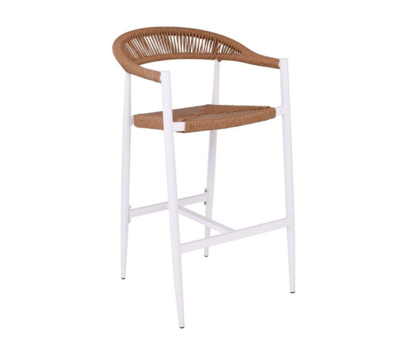 MADY Σκαμπό Bar, ALU Άσπρο, Rope Wicker Φυσικό MADY Σκαμπό Bar, ALU Άσπρο, Rope Wicker Φυσικό