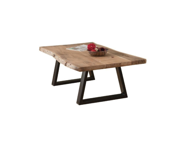 LIZARD-W Slim Τραπέζι Σαλονιού Καθιστικού, Μέταλλο Βαφή Μαύρο, Ξύλο Ακακία Φυσικό