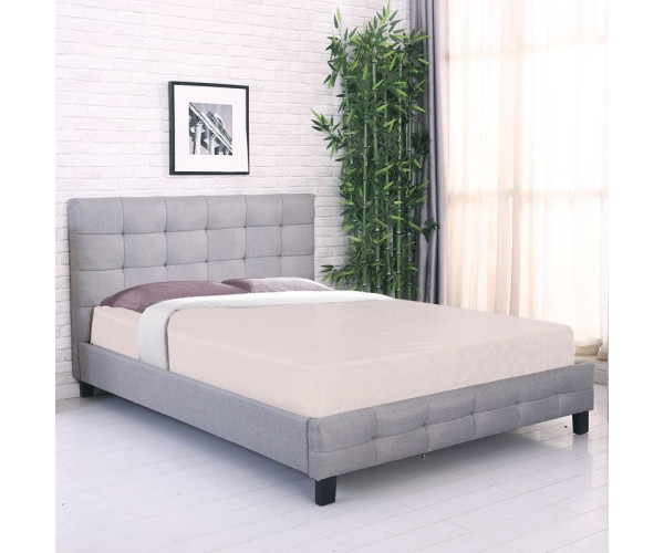 FIDEL Κρεβάτι Μονό για Στρώμα 90x190cm, Ύφασμα Γκρι