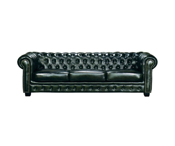 CHESTERFIELD Birmingham Καναπές 4Θέσιος Σαλονιού Καθιστικού, Δέρμα AntiqueGreen